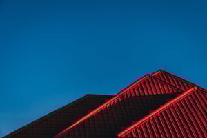 Close up photo of red roof. 